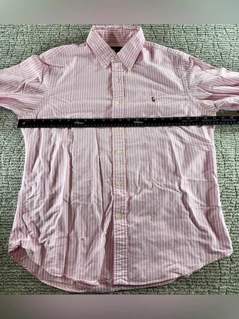 Polo Ralph Lauren Men’s Large Pink/White Striped Custom Fit Button Down Shirt